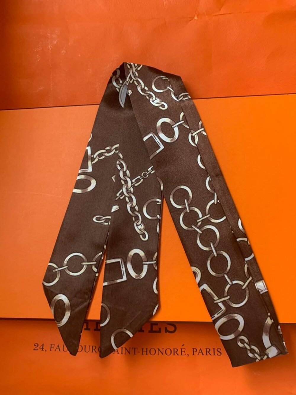 twilly scarf for handbags Brown